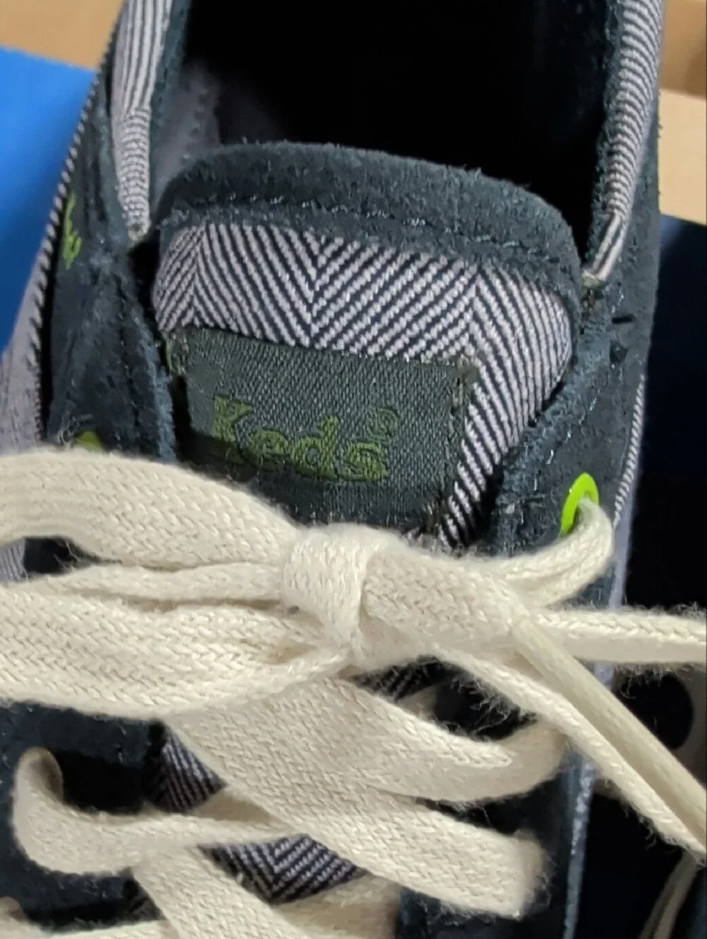Keds Navy Houndstooth Canvas Suede Lace-Up Sneakers